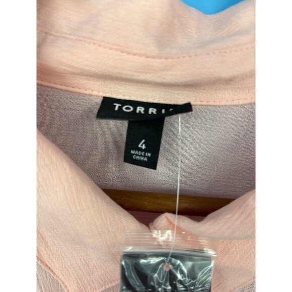 Torrid Madison Washable Gauze Crepe Embroidered Long Sleeve Shirt Pink 4X NEW - Picture 3 of 7